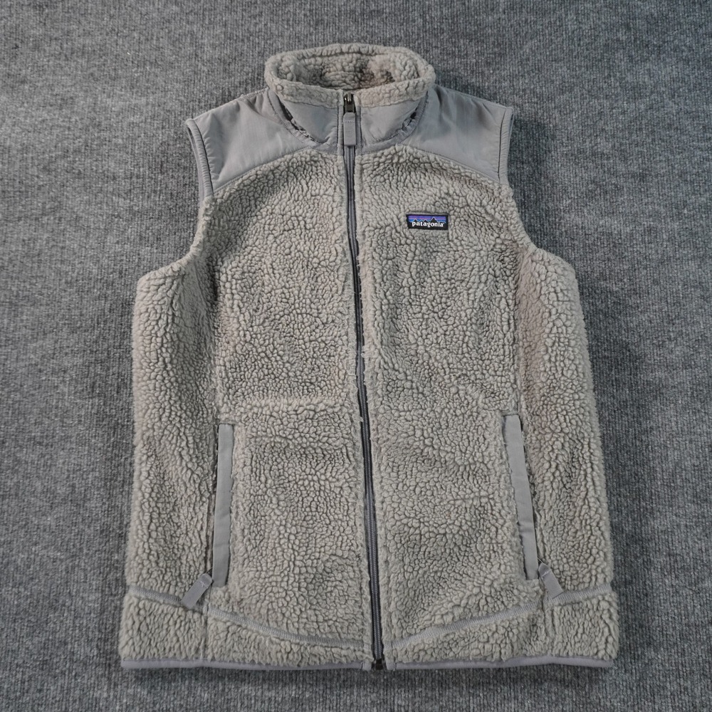 Patagonia Los Gatos Fleece Vest Womens Large Gray Full Zip High Pile Sherpa